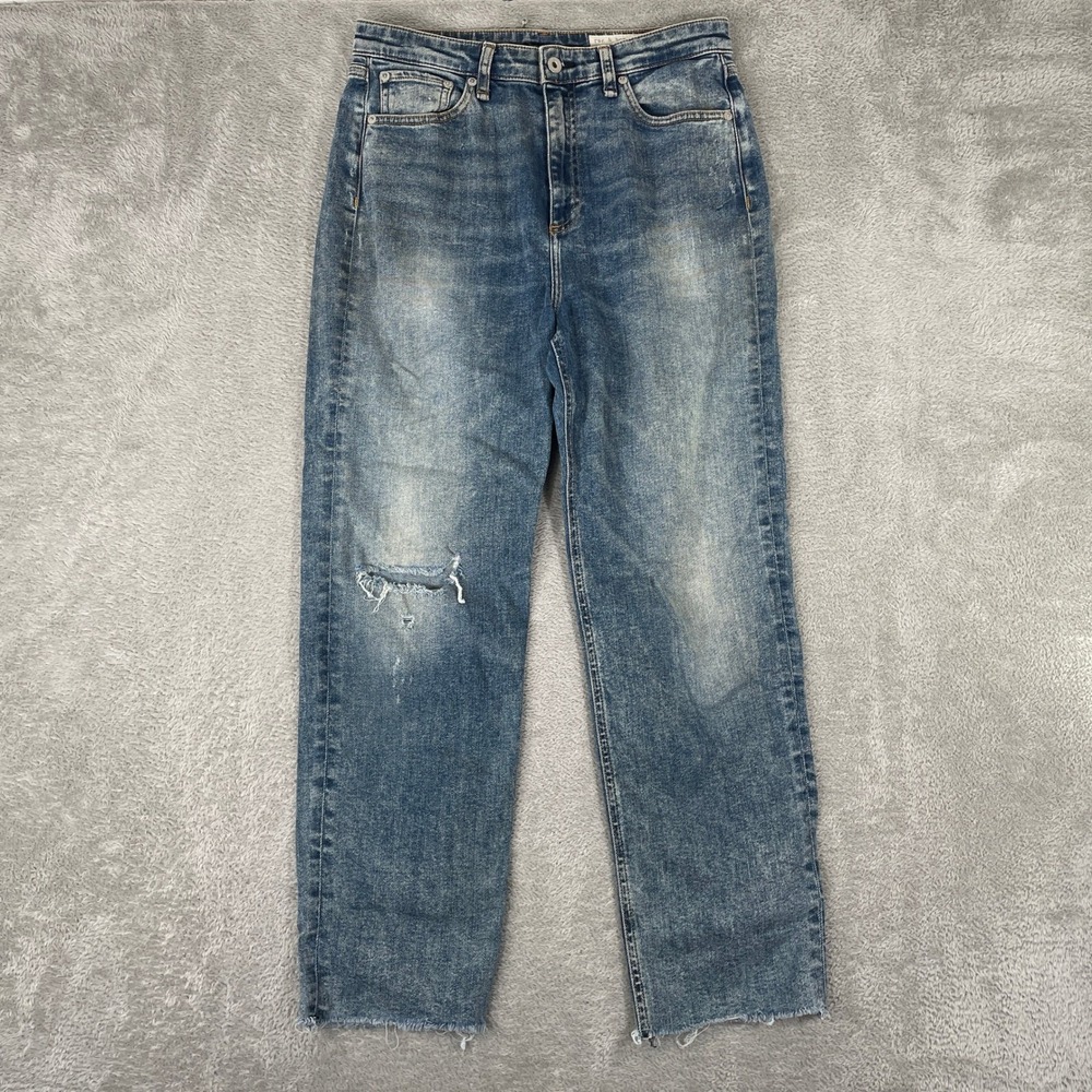 Rag & Bone Nina High Rise Ankle Cigarette Jeans Womens 29 Blue Distressed Arctic